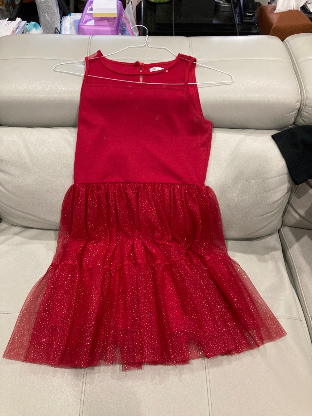 Red kid dress with sparkles